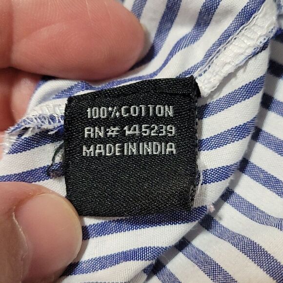 Style house blue and white striped tunic top with ruffled sleeves - Picture 6 of 7